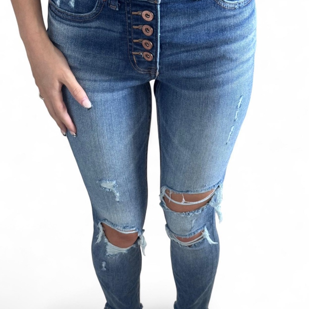 Maurices Blue Distressed Skinny Jeans